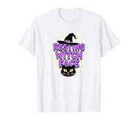 Visage de sorcière au Repos : Magie effrayante pour Les Amoureux des Chats d'halloween T-Shirt, Homme, Blanc, M