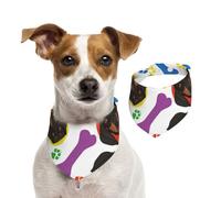 Visage de Teckel Joueur,Bandanas pour Chien, écharpe en Coton, Bavoirs réglables pour Animaux de Compagnie,M