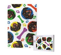 Visage de Teckel Joueur,Puzzle Familial en Bois de 1 000 pièces pour Adultes et Adolescents