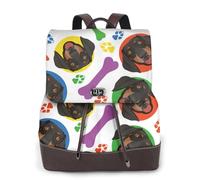 Visage de teckel joueur,Sac à dos imperméable pour femme, sac à dos de voyage léger en cuir PU tendance