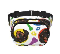 Visage de Teckel Joueur,Sac Banane carré Double Couche, Sac de Poitrine