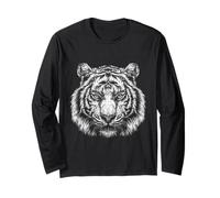 Visage de tigre féroce, tigre noir et blanc Manche Longue