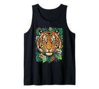 Visage de Tigre - Feuilles de Jungle Tropicale - Art géométrique Débardeur