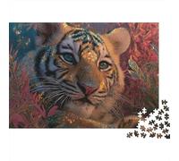 Visage de Tigre Lumineux 1000 Pièces Carton Extra Épais Puzzle De Bricolage Amants De Famille Jeu De Famille Amusant Et Stimulant Belle Décoration 52x38cm/1000pcs