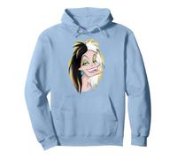 Visage des méchants Cruella Sweat à Capuche, Unisexe pour adultes, Bleu poudré, XXL