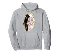 Visage des méchants Cruella Sweat à Capuche, Unisexe pour adultes, Gris Chiné, M