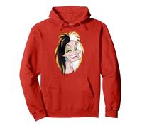 Visage des méchants Cruella Sweat à Capuche, Unisexe pour adultes, Rouge, L