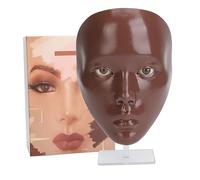 Visage d'exercice de maquillage, visage de mannequin de maquillage, visage réutilisable pour débutant, exercice des yeux, fard à paupières en silicone 5D (peau noire)