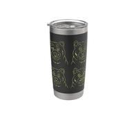 Visage d'ours amusant - Graphique du contour de quatre ours Gobelet isotherme en acier inoxydable double paroi