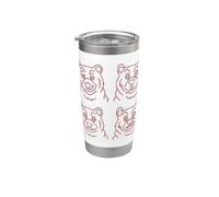 Visage d'ours amusant - Graphique du contour de quatre ours Gobelet isotherme en acier inoxydable double paroi