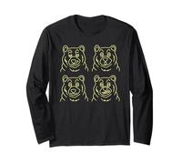 Visage d'ours Amusant - Graphique du Contour de Quatre Ours Manche Longue