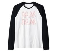 Visage d'ours Amusant - Graphique du Contour de Quatre Ours Manche Raglan