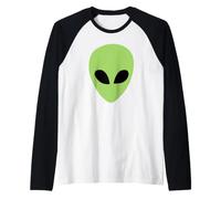 Visage Extraterrestre Extraterrestre Vert Extraterrestre d'Alien Face OVNI Manche Raglan