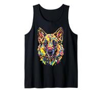Visage Géométrique Pop Art Gros Plan Portrait Belge Malinois Débardeur