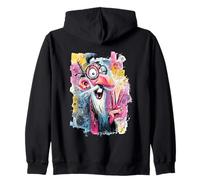 Visage Graphique de Personnage Pop avec Graffiti de Magicien drôle de la Paix Sweat à Capuche