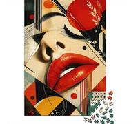 Visage Lèvres Géométrie Puzzle, 1000 Pièces Jeu Intérieur Adulte | 38x26cm Carton, Exercice Mental, Ajustement Précis, Amateurs D'art, Réduction Du Stress