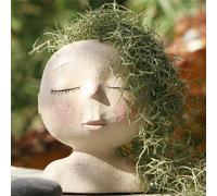 Visage Pot de plantation Pot de plantation - Mignon Lady Face Pots de plantation de succulentes pour plantes d'intérieur et d'extérieur, Pots de plantation de vignes en résine Drôle de pot de plantati