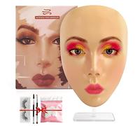 Visage Silicone Maquillage Pratique,Kit Modèle D'Entraînement Maquillage 3D | Kit Modèle Visage Réutilisable, Pinceau Sourcils, Pinceau Cils, Faux Cils, Adapté aux Maquilleuses et à L'usage Domestique