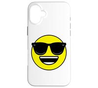Visage souriant jaune avec lunettes de soleil Original Happy Smilling Coque pour iPhone 16 Plus