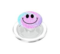 Visage Souriant Psychédélique Hippy Bleu Violet Sourire PopSockets PopGrip pour MagSafe