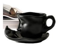Visage tasse de café, tasse de baiser - tasse de thé design romantique, 100 ml de thé abstrait stéréo sculpture sculpteur de tasse pour tasse de jour de location, 1*