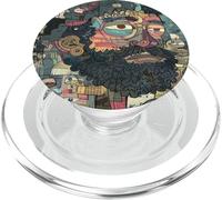 Visages à l'intérieur des visages : mosaïque barbu coloré kaléidoscope PopSockets PopGrip pour MagSafe