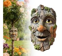 Visages d'arbre décoratifs d'extérieur - Statue de vieil homme en résine avec expression fantaisiste | Figurine d'arbre d'extérieur pour jardin, cour, terrasse, allée, décoration murale (camouflage, 1
