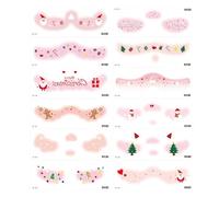 Visages d'autocollants de Noël, patchs de maquillage | 12X Autocollant mignon de visage de Noël - Faux autocollants Blush pour cadeaux de vacances, cœur d'amour, flocon de neige, élan, imperméables po