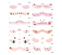 Visages d'autocollants de Noël, patchs de maquillage | 12X Autocollants Temporaires Maquillage Mignon | Faux autocollants Blush, accessoires de décoration imperméables, cœur d'amour, flocon de neige,