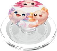 Visages d'axolotl Mignons Kawaii Cartoon Esthétique PopSockets PopGrip pour MagSafe