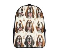 visages de basset hound léger sac a dos unique sacs d'école 2 compartiment pour élèves primaire et secondaire chien de dessin animé imprimé 3d sac à dos-16,pour les voyages les affaires