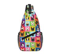 Visages De Bouledogue Français Femme Homme Sacs À Dos Porté Travers Portable Sacs D'Epaule Avec Poches Multiples Sac À Bandoulière Pour Usage Quotidien Travail Loisirs Sport