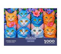 Visages de Chat colorés_1 Pièces À Structure Solide Parfait pour Renforcer Les Capacités De Résolution Et Profiter du Temps Libre 70x50cm/1000pcs