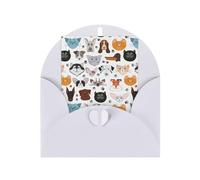 Visages de chat et de chien, bouledogue, beagle, labrador, impression vacances, amour, boucle, papier perlé, cartes de vœux verticales pensant à vous, cartes de vœux 15,2 x 10,2 cm