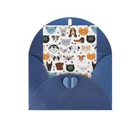 Visages de chat et de chien, bouledogue, beagle, labrador, impression vacances, amour, boucle, papier perlé, cartes de vœux verticales pensant à vous, cartes de vœux 15,2 x 10,2 cm