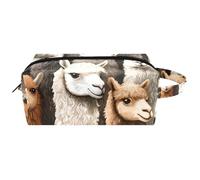 Visages de chaton et de chiot avec lunettes et ananas de plage pour femme, trousse de beauté, trousse de toilette de voyage portable à suspendre, trousse de maquillage en cuir, trousse à crayons pour