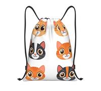 Visages De Chats De Dessin Animé, Six Modèles, Art Numérique Homme Femme Sacs De Gym Léger Gym Sack Réglable Sac À Dos À Cordon Pour Piscine Voyage Vacances