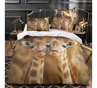 Visages de girafe Housse de Couette 3D Imprimée Microfibre Ultra Douce Confortable Portrait d'animal sauvage Parure de Lit Fermeture Éclair Hypoallergique Résistante for Couple Single（140x200cm）