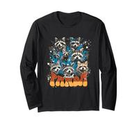 Visages de Raton Laveur, Motif Animal Sauvage, Style Grunge Manche Longue