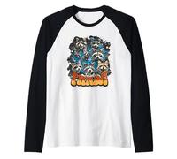 Visages de Raton Laveur, Motif Animal Sauvage, Style Grunge Manche Raglan