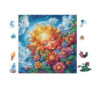 Visages du Soleil avec des Fleurs 100 Pieces Casse-tête Amateur d'art en Voitureton Haute Densité Difficile Niveau Expert Décoration Murale Salon Cadeau Fête des Mères 28x28cm