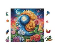 Visages du Soleil et de la Lune avec des Fleurs 100 Pièces Puzzle Collectionneur en Voitureton Haute Qualité Haute Difficulté Décoration Murale Oeuvre d'art Cadeau Noël Premium 28x28cm