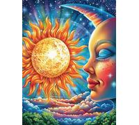 Visages du Soleil et de la Lune dans Un Ciel Magique 1000 Pièces Puzzle Collectionneur en Carton Anti-Déchirure Faune Sauvage et Animaux de Compagnie Haute Difficulté Motif Complexe Décoration Murale