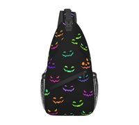 Visages Lumineux Pour Halloween 16 Homme Femme Sac De Poitrine Avec Poches Multiples Sacs À Dos Porté Travers Portable Sacoche Bandouliere Pour Voyage Travail Usage Quotidien Cyclisme