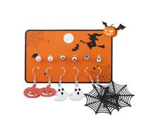 VisageVitalit 6 paires Halloween boucles d'oreilles, Toile d'araignée fantôme de citrouille charme oreille boucles d'oreilles ensemble de bijoux décorations de fête