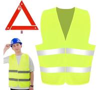 VisageVitalit Triangle Voiture, Triangle et Gilet Jaune pour Voiture, Gilet de SéCurité, Kit Triangle de Signalisation, Triangle Pliable pour Voiture, avec Mallette de Rangement