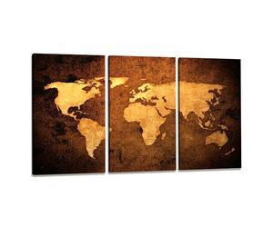 Visario 1162 Jeu de 3 Tableaux Motif Carte du Monde 160 x 90 cm