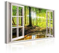 Visario 120 x 80 cm Image sur toile fenêtre vue forêt 5001-SCT marque allemande et entrepôt - Les images/la peinture murale/impression d'art sont encadrées