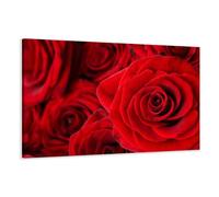 Visario 5058 Tableau de Roses sur Toile de Lin Rouge 120 x 80 cm