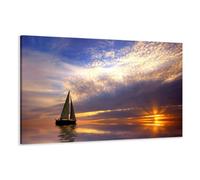 Visario 5097 Tableau Motif Bateau, en Toile de Lin, 120 x 80 cm